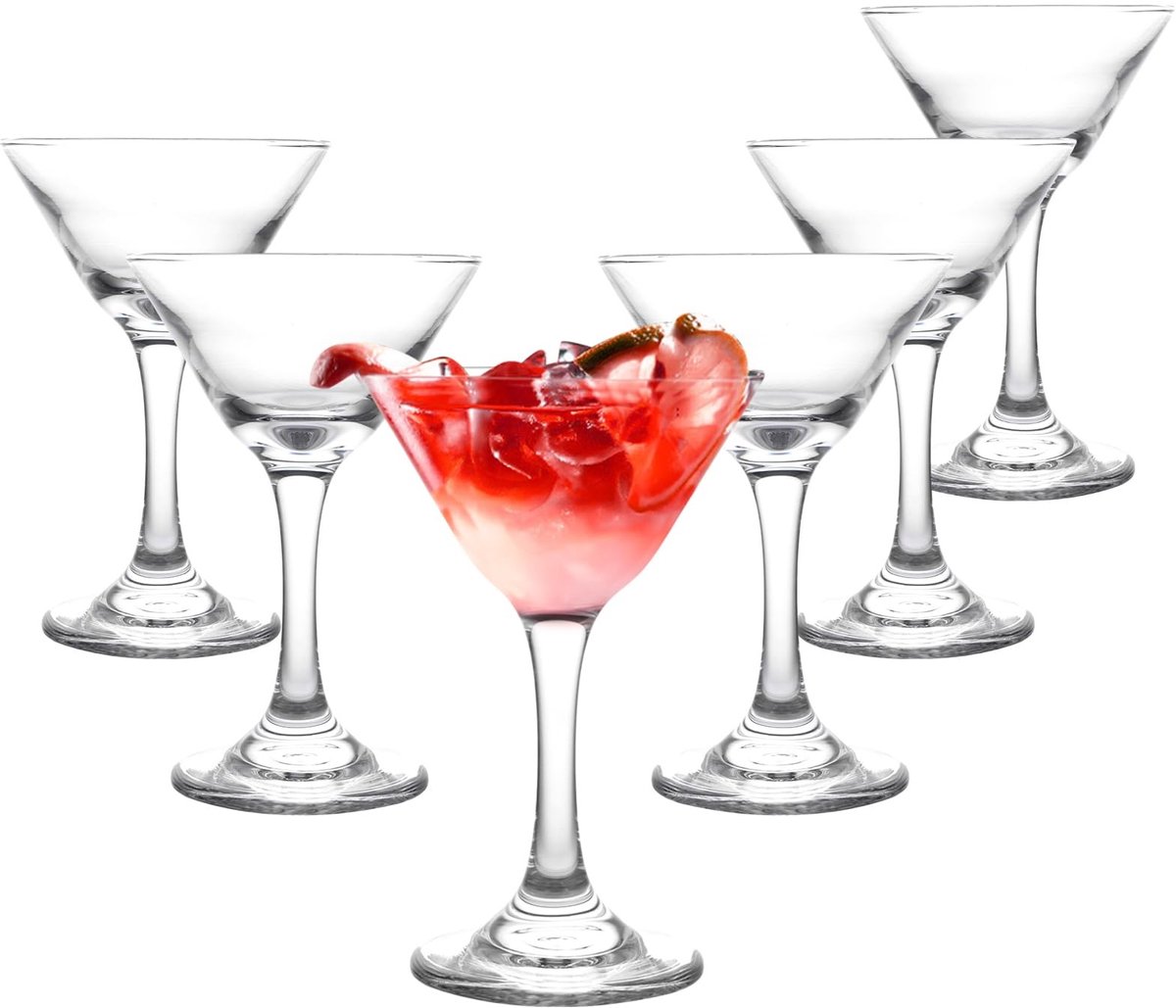 Dailygoods- Martini Glazen Set van 6 - 190 ml - Transparant - Voor Diner/Bruiloft - Hoogwaardige Kwaliteit - Helder Glas - Cocktailglazen