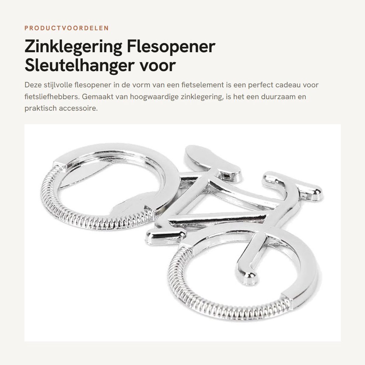 Dailygoods- Flesopener Zinklegering - Fietsflesopener - Sleutelhanger - Bierflesopener - Bruiloft/Feestcadeau - Slijtvast/Duurzaam - Bieropener