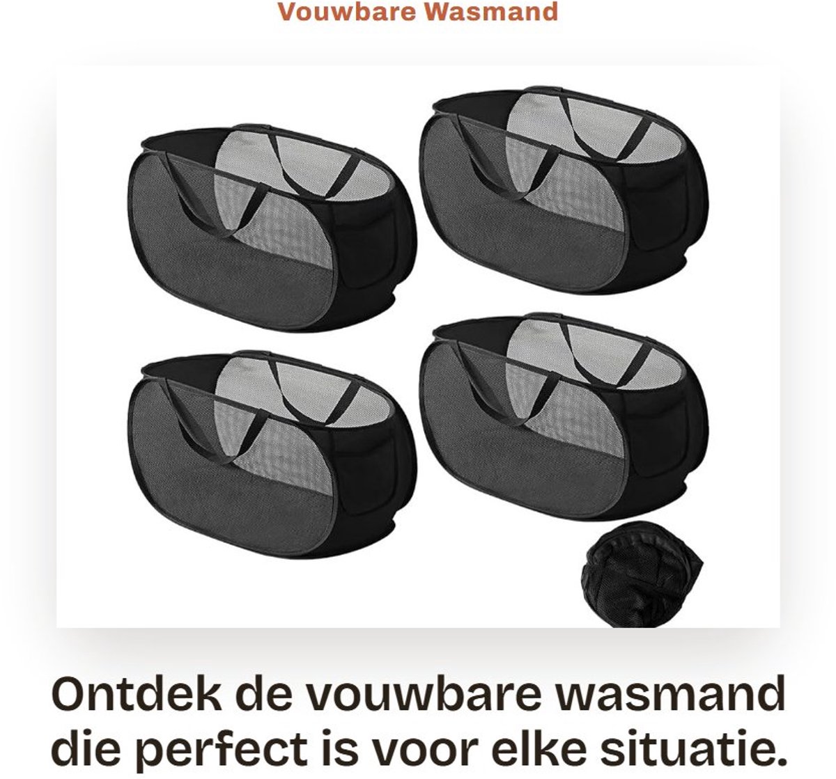 Dailygoods- Wasmand 4 Vakken - Opvouwbaar - Polyester - Wasmand met Deksel - Wascollector - Lichtgewicht - 36 x 36 x 58 cm - Wascontainer