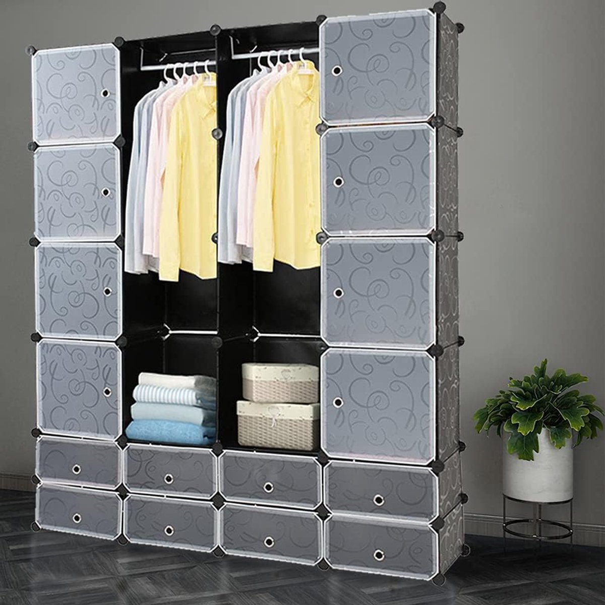Rekkenkast Systeem - Steekkast Kubus - Opbergen Kleding - Modulair Design - 16 Kubussen - 