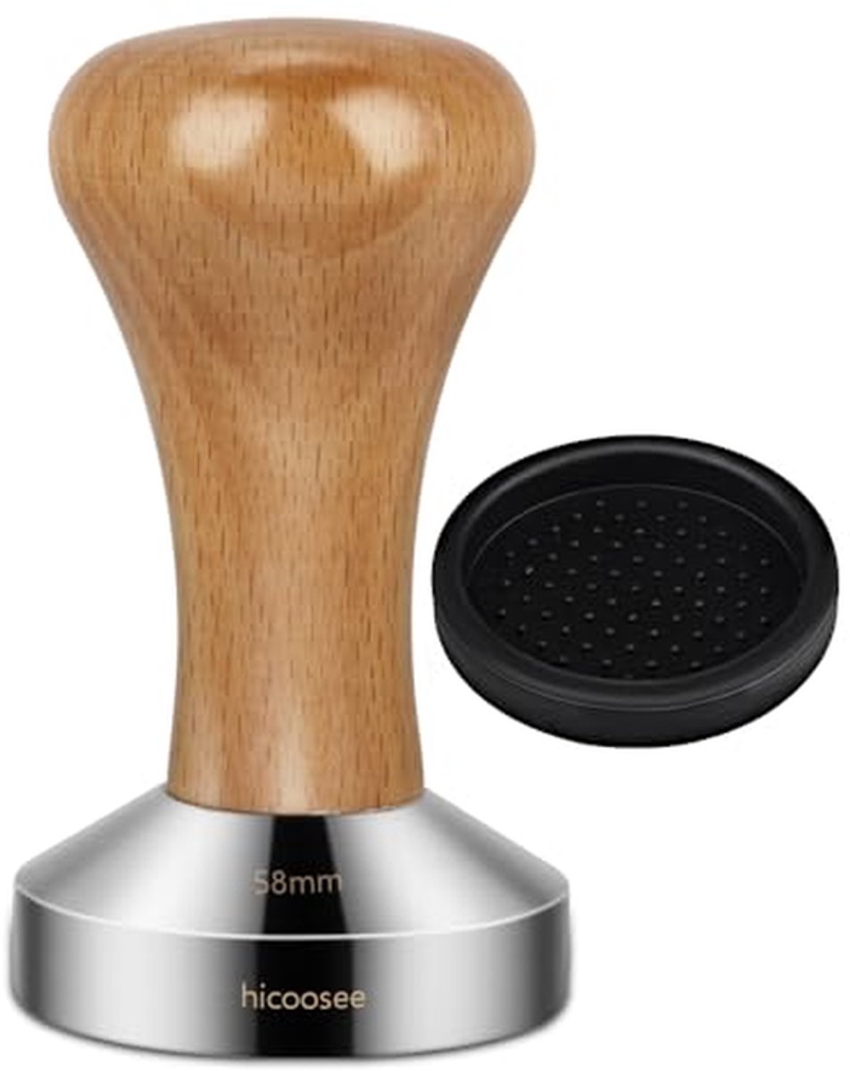Espresso Tamper Koffie Stamper Espresso Bereiden Voedselveilig Staal 58 mm Basis Zilver
