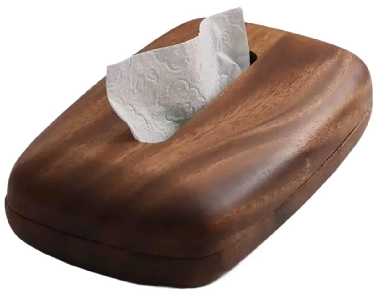 carmdering - Walnoot Houten Servettenhouder - Moderne Vintage Doos - Decoratieve Opberger - Gemakkelijk Bijvullen - Gepolijste Afwerking - Premium Walnoot Hout - Tijdloze Uitstraling - Voor Bureau En Badkamer - 1 Stuk