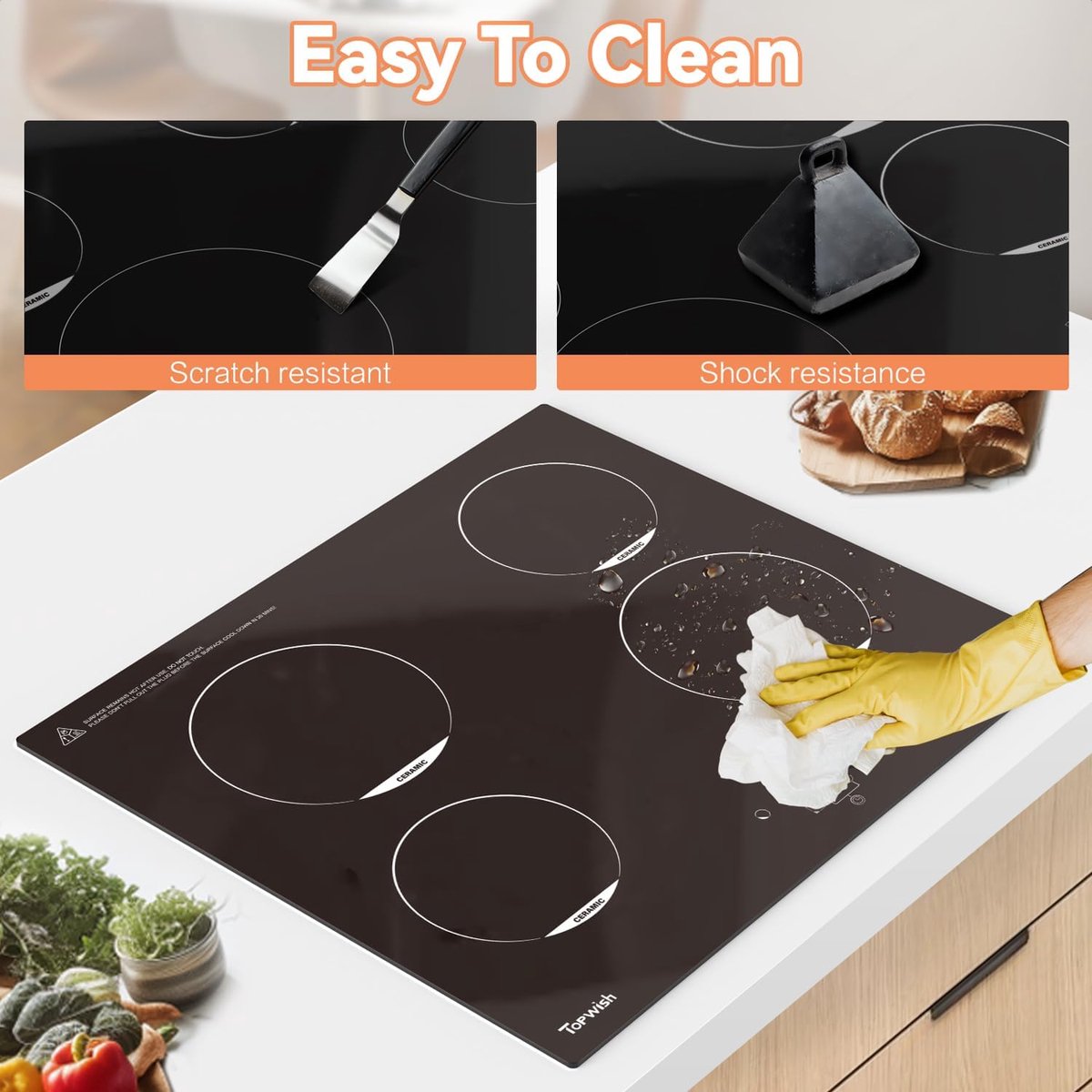 Glazen Kookplaat - Keramisch Veld - Koken Thuis - 4 Kookzones - 60cm - Zwart