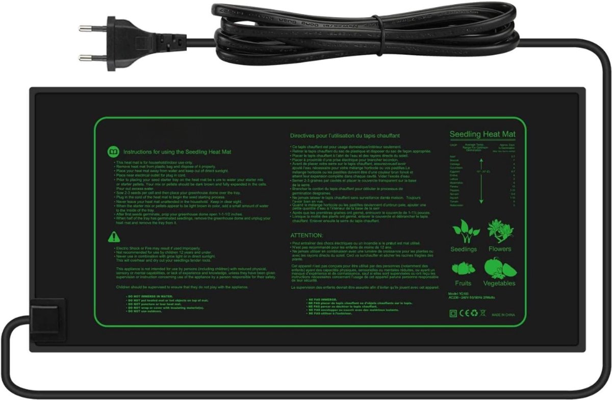 QIN® Warmtemat Planten - Warmtemat - Kweekmat - Hoge Kwaliteit - 21 Watt - Zwart - 50cm x 25cm x 1cm