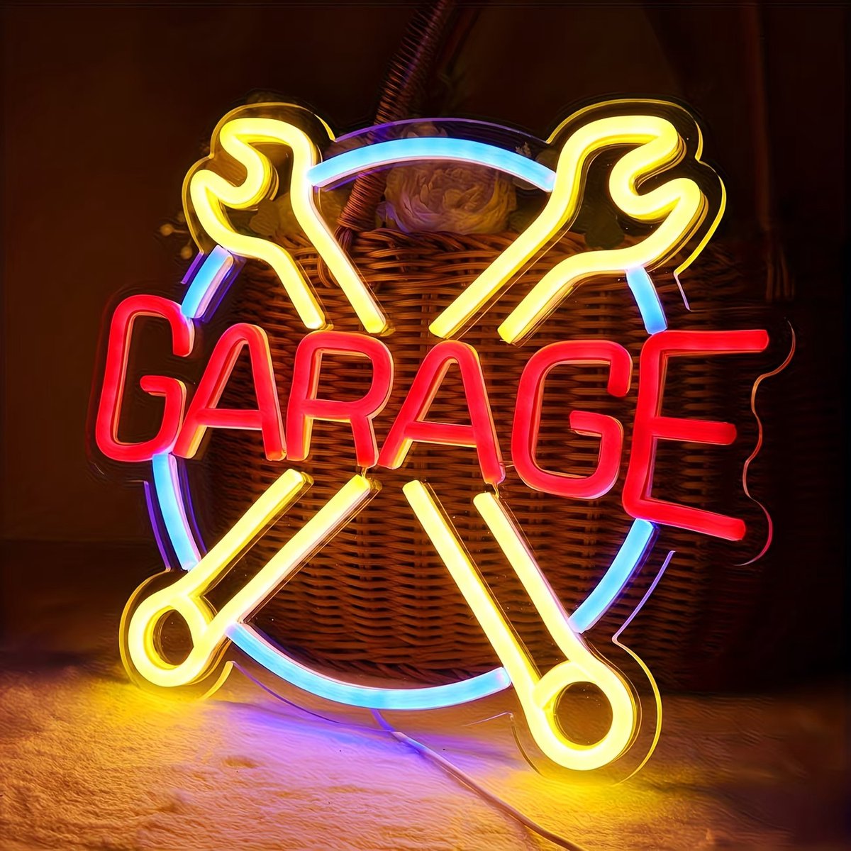 Lzwintrading - Neon Lamp -Garage Decoratie - Mancave - Dimbaar - Incl. Ophanghaakjes - USB - Neon Sign - Neon Verlichting - Neon Led Lamp - Wandlamp - 31 x 27 cm