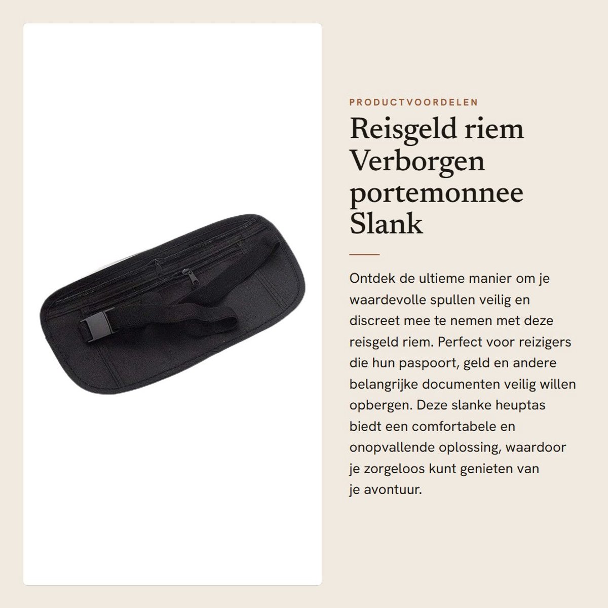 Dailygoods- Geldriem - Verborgen Portemonnee - Lichtgewicht Nylon