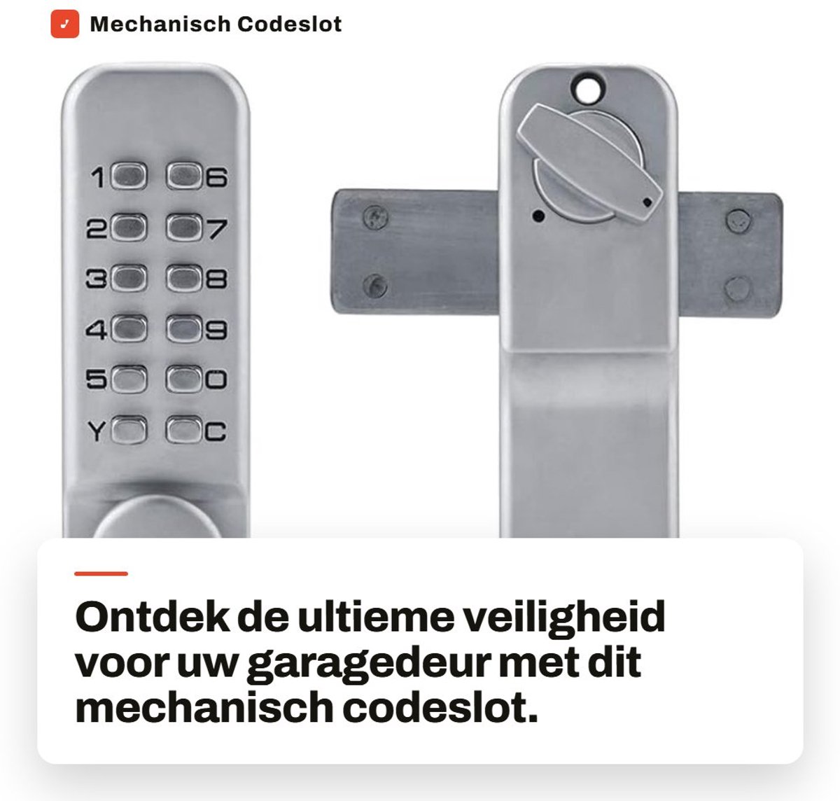 Dailygoods - Mechanisch Codeslot - Zinklegering Veiligheid - Geschikt voor Deuren - Ideaal voor Garagedeur - Deurslot 10-65 mm