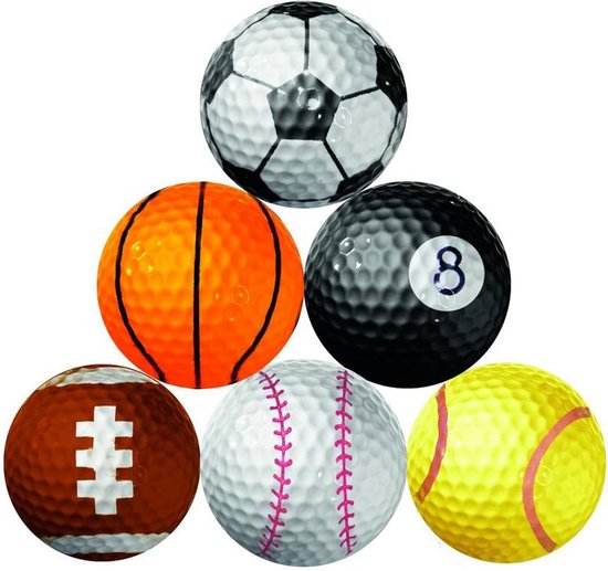 Golfballen set - Sport ballen - Cadeau geven - Verschillende sport designs - 6 stuks - Meerkleurig — afbeelding 2