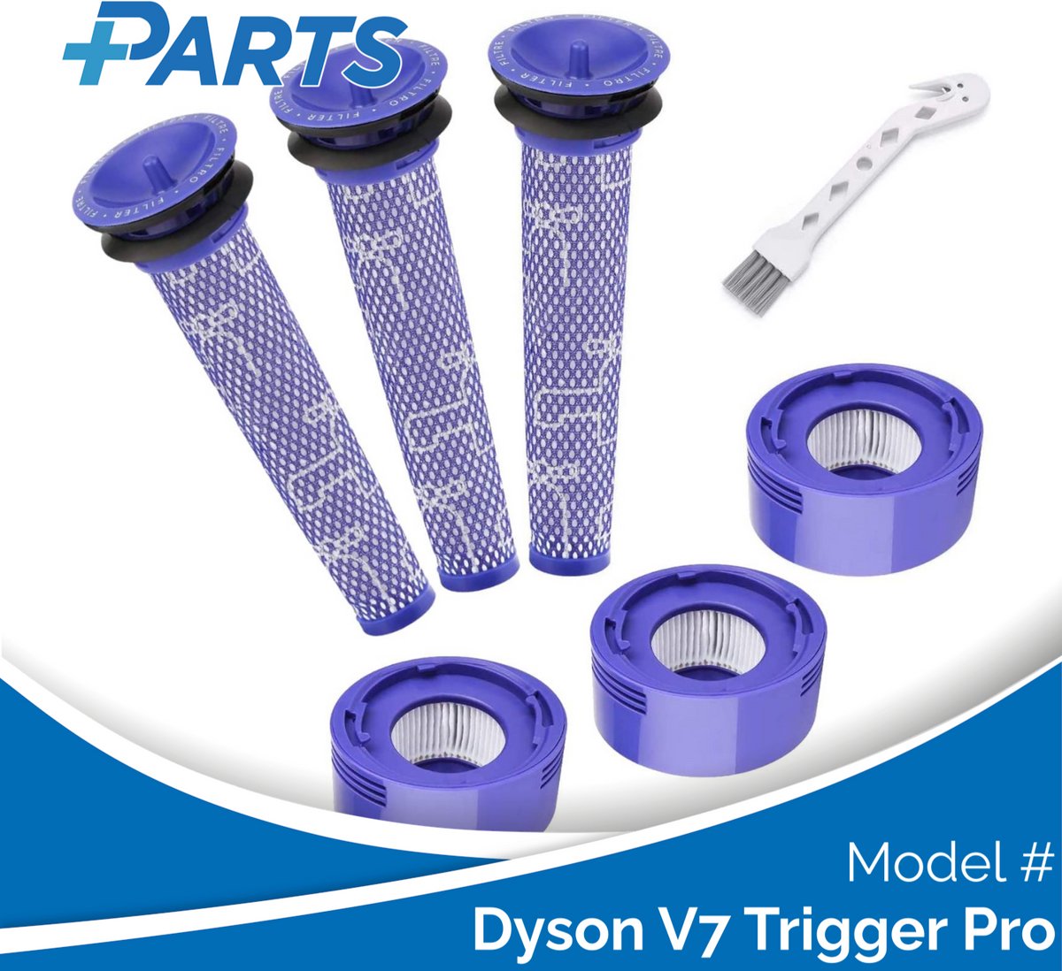 Plus.Parts Dyson V7 Trigger Pro Filters (7 Stuks, Plus.Parts® alternatief voor 965661-01 / 967478-01) Overig