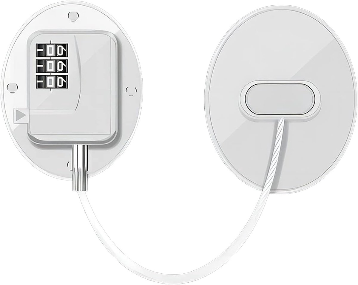 Codelock - Veiligheidsslot - Kindveilige Kast - Zonder Boren - 19 cm Kabel - Wit