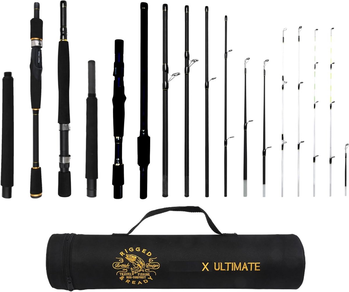 Reishengel - Vlieghengel - Vissen - 25 Visopties - 49 cm - Zwart