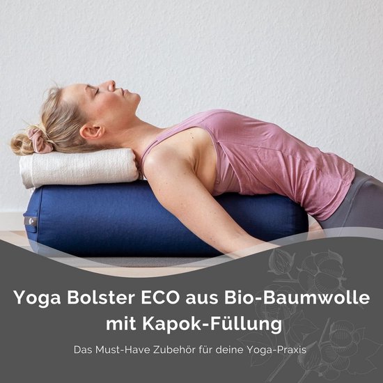 Yoga Bolster - Yogarol Kussen - Restoratieve Yoga - Kapok Vulling - 65 x 22 cm - Bordeaux — afbeelding 3