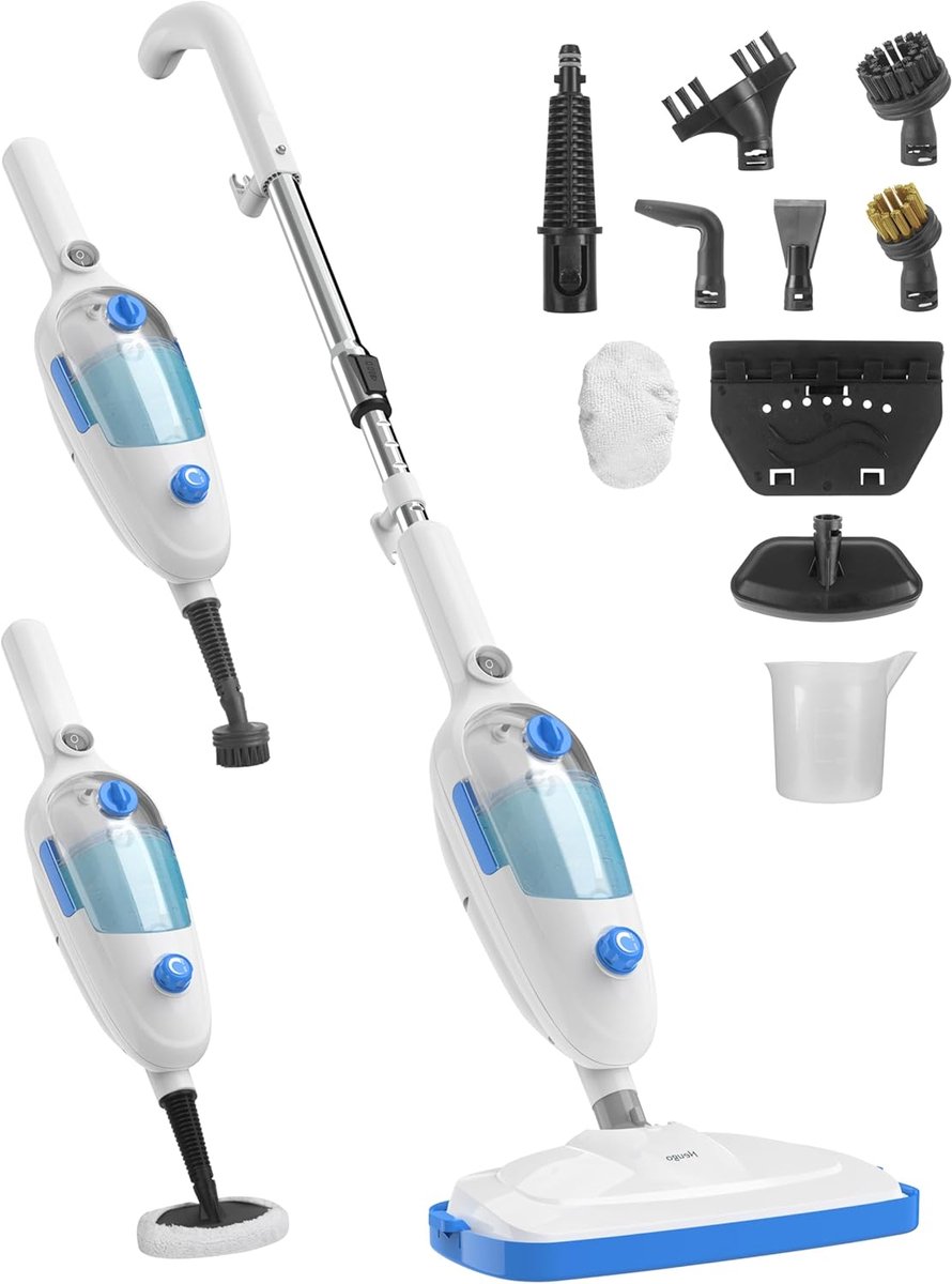 Stoomdweil Multifunctioneel - Handstoomreiniger - Vloeren Reinigen - 10-in-1 Accessoires - 15oz Tank - Wit