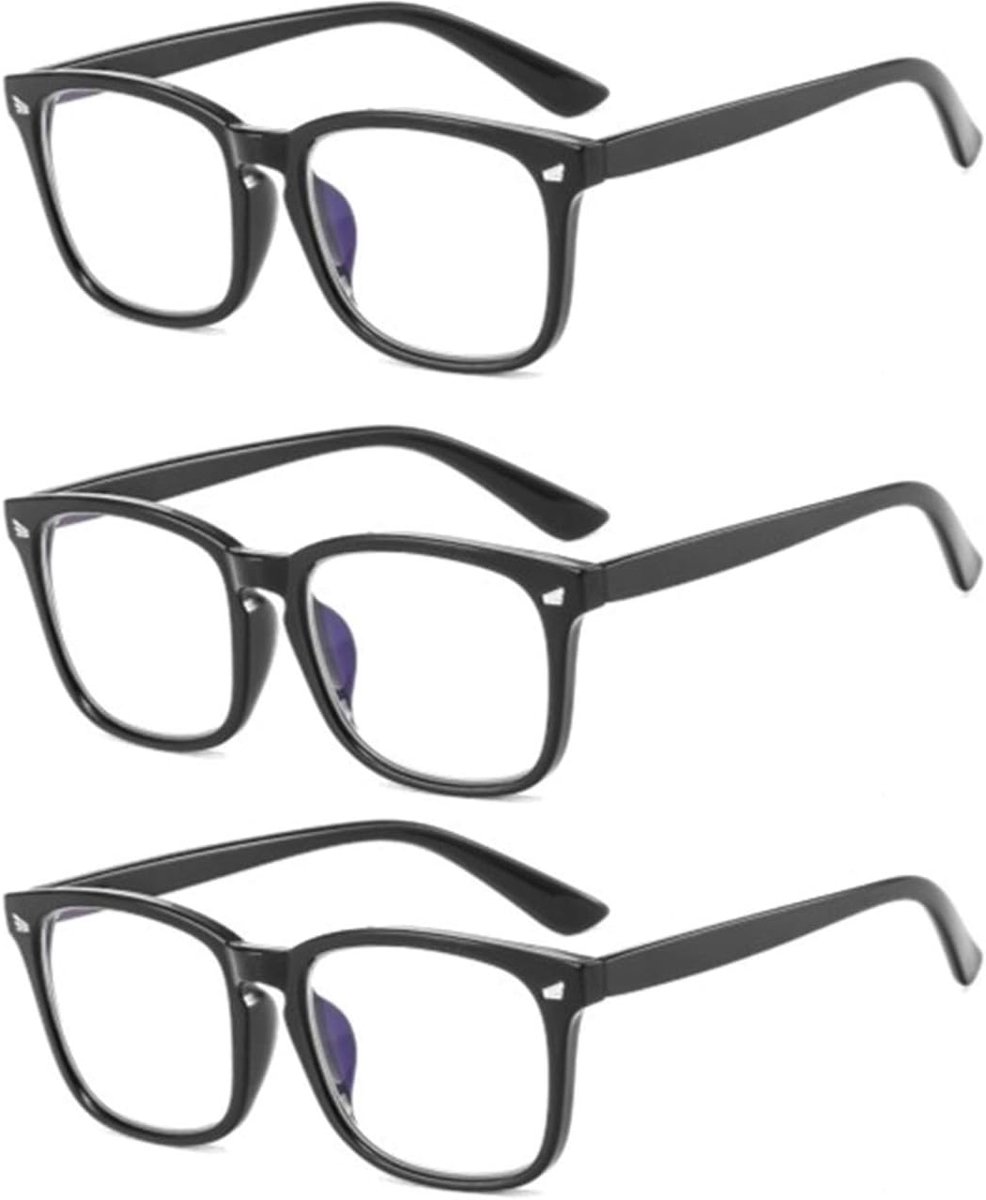 Leesbrillen 3-pack - Blauwlichtfilter brillen - Schermtijd comfort - Flexibele veerscharnieren - 53 mm lensbreedte - Zwart