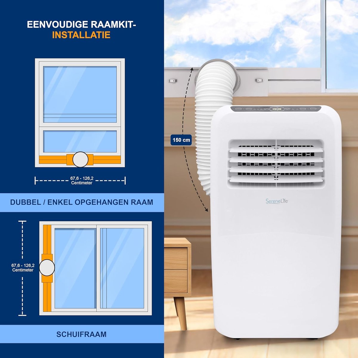Mobiele Airco 7000 BTU - 3-in-1 Koelen, Ontvochtigen, Ventileren thumbnail 2
