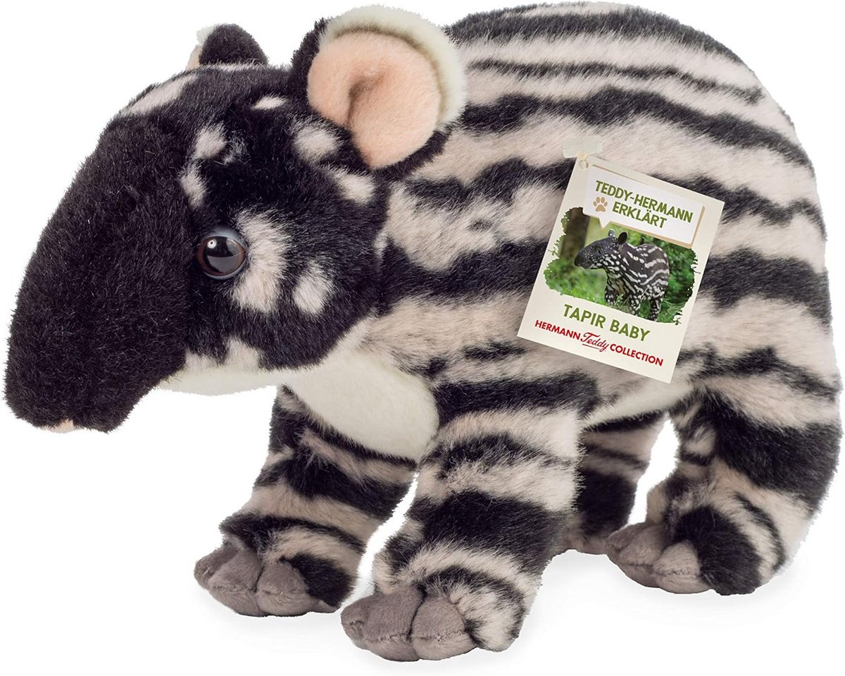 Pluche Tapir Baby - Knuffeldier Kinderen - Spelen en Knuffelen - Educatieve Vouwkaart - 24 cm - Rood