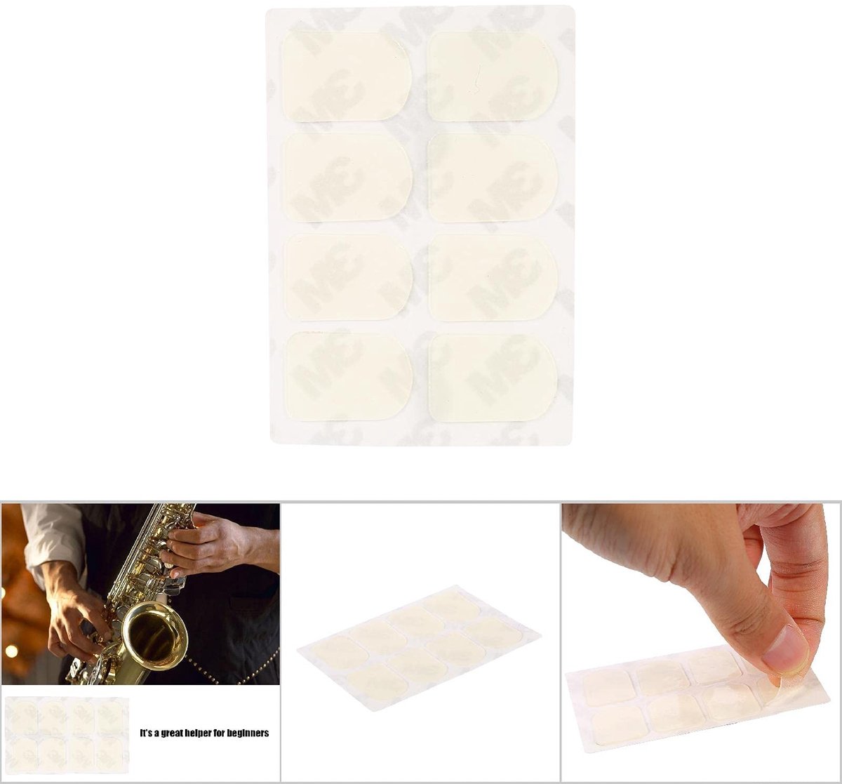 Dailygoods- Mondstuk 8 Stuks - Gebitsprotecties - Saxofoon Pads - Ovaal 0,3 mm - Trillingsdemping - Sterke Lijm - Saxofoonpad