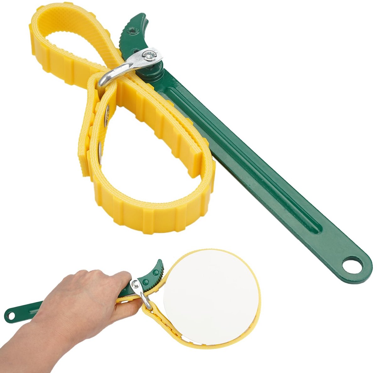 Dailygoods- Oliefiltersleutel Verstelbaar - Rubberen Band - Antislip Handvat - Stalen Handvat - 50 cm Totale Lengte - Geschikt voor Flessen - Filtersleutel