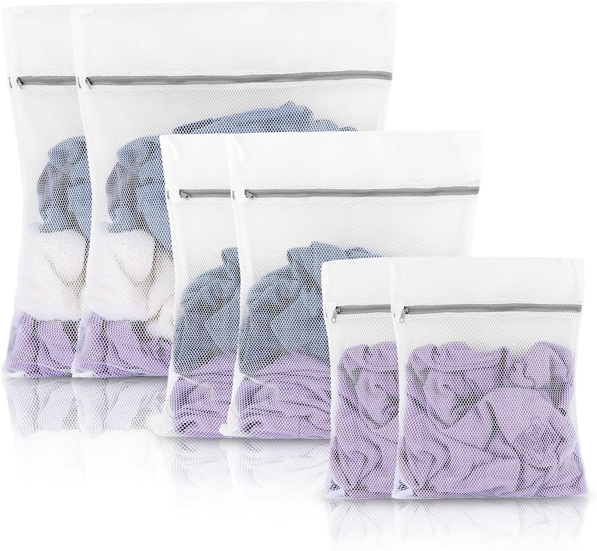 Waszakken Set - Netten voor Was - Kleding Beschermen - Met Ritssluiting - 6 Stuks - Wit