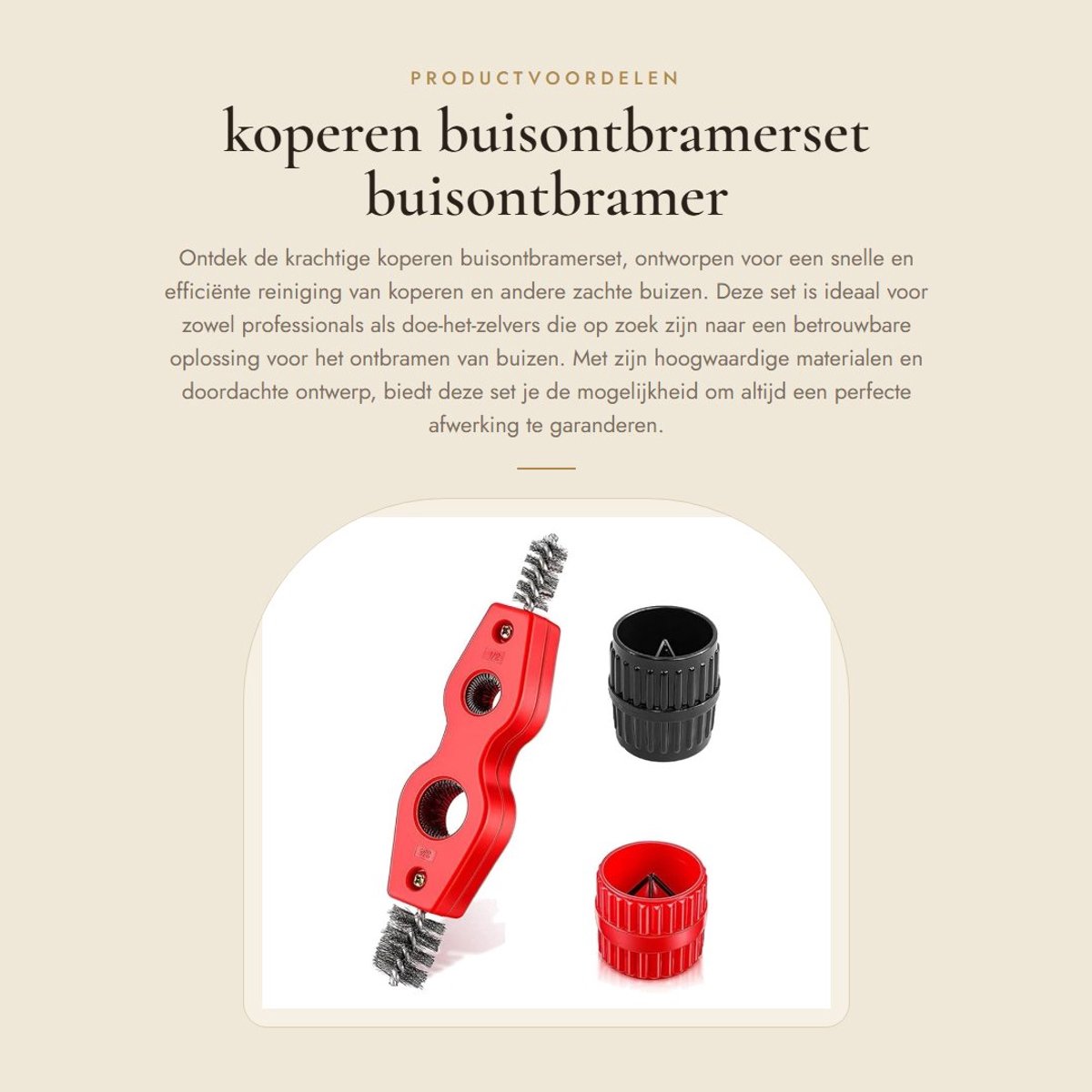 Dailygoods- Buisontbramerset 3 Stuks - Professionele Buisontbramer - Koperen Buisreiniger - Duurzaam Kunststof - Geharde Stalen Messen - Efficiënt Ontbramen - Ontbraamgereedschap