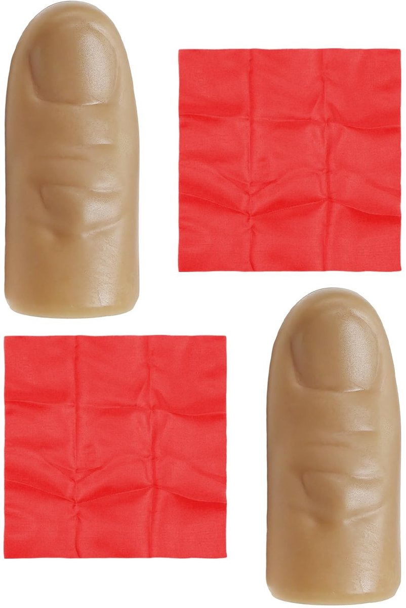 Dailygoods- Gesimuleerde Vingers 2 Stuks - Sjaals 2 Stuks - Magische Accessoires - Creatieve Rekwisieten - Rubber - Beige/Rood
