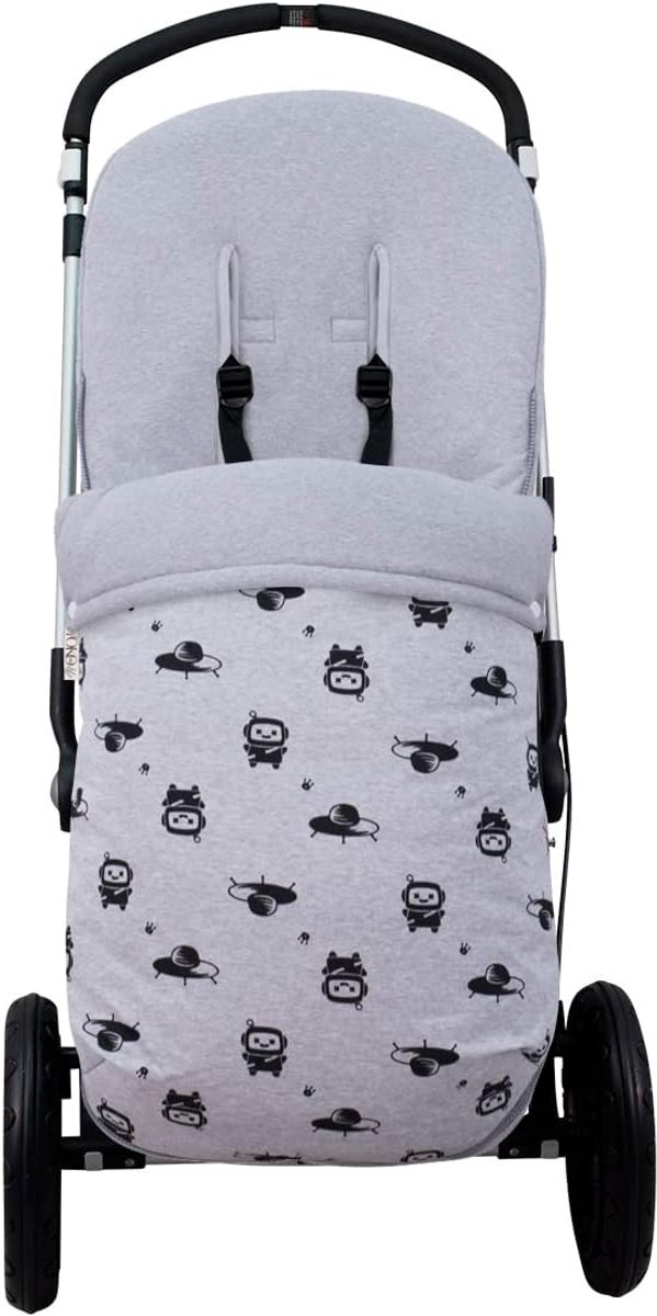 Voetenzak Kinderwagen - Babyzak - Baby Warm Houden - Zacht Teddyfleece - Universeel - Robot Space — afbeelding 2