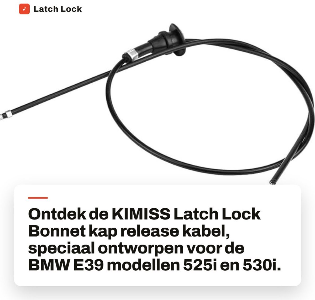 Dailygoods- Kapreleasekabel Hoogwaardige Kwaliteit - E39 525i/530i - Duurzaam - Eenvoudig te Installeren - Antioxidatie - Corrosiebestendig - Kabel