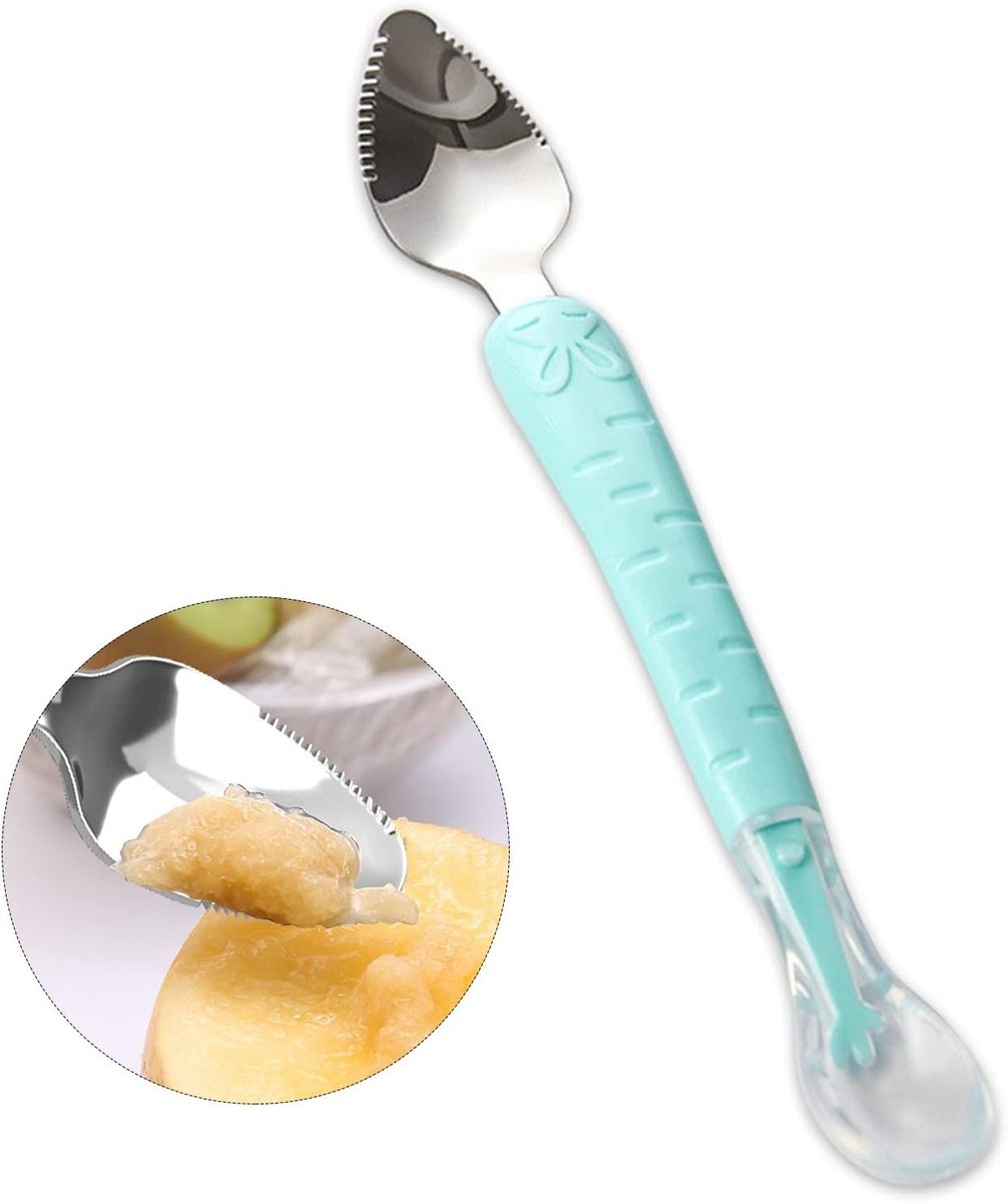 Siliconen lepel voor baby's en peuters vanaf 4 maanden - Geschikt voor magnetron, vaatwasser en vriezer (Blauw)