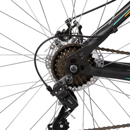 Mountainbike - Voor heren en dames - 18 versnellingen, voorverende vork, dubbele mechanische schijfremmen - 66 cm, oranje van Merkloos — afbeelding 3