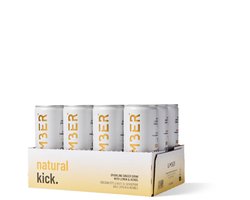 Gimber Tray 12 x 250ml - 3 liter - GIMBER Ready To Drink - 12 blikjes RTD biologische & sprankelende gemberdrank met citroen, kruiden & specerijen volgens het perfect gemengde recept