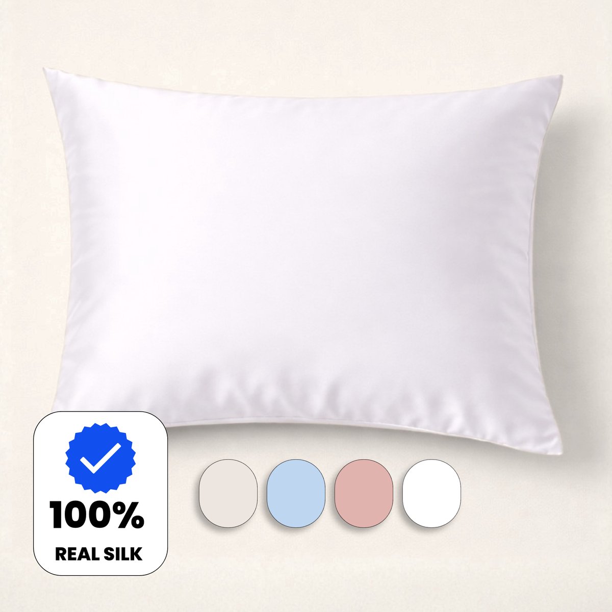 Muné Bedding Zijden Kussensloop 60x70 cm | 100% Moerbeizijde 19 Momme | Silk Pillowcase | Goed voor Huid & Haar - Wit