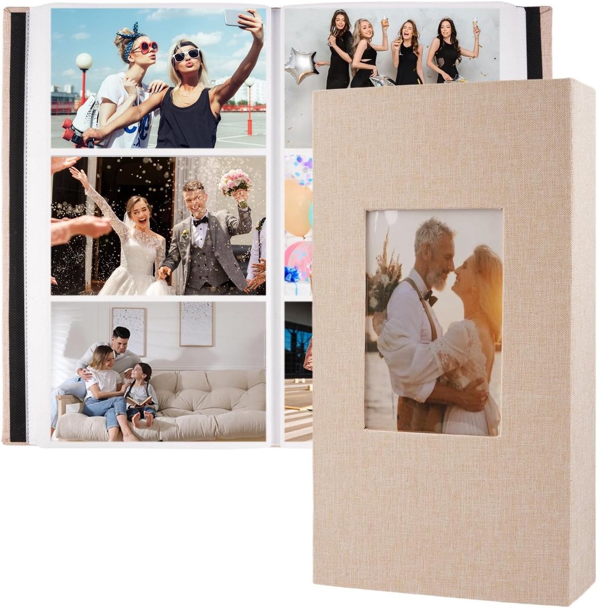 Fotoalbum voor 300 foto's, 10 x 15 cm, linnen afwerking, ideaal voor bruiloften en familieherinneringen