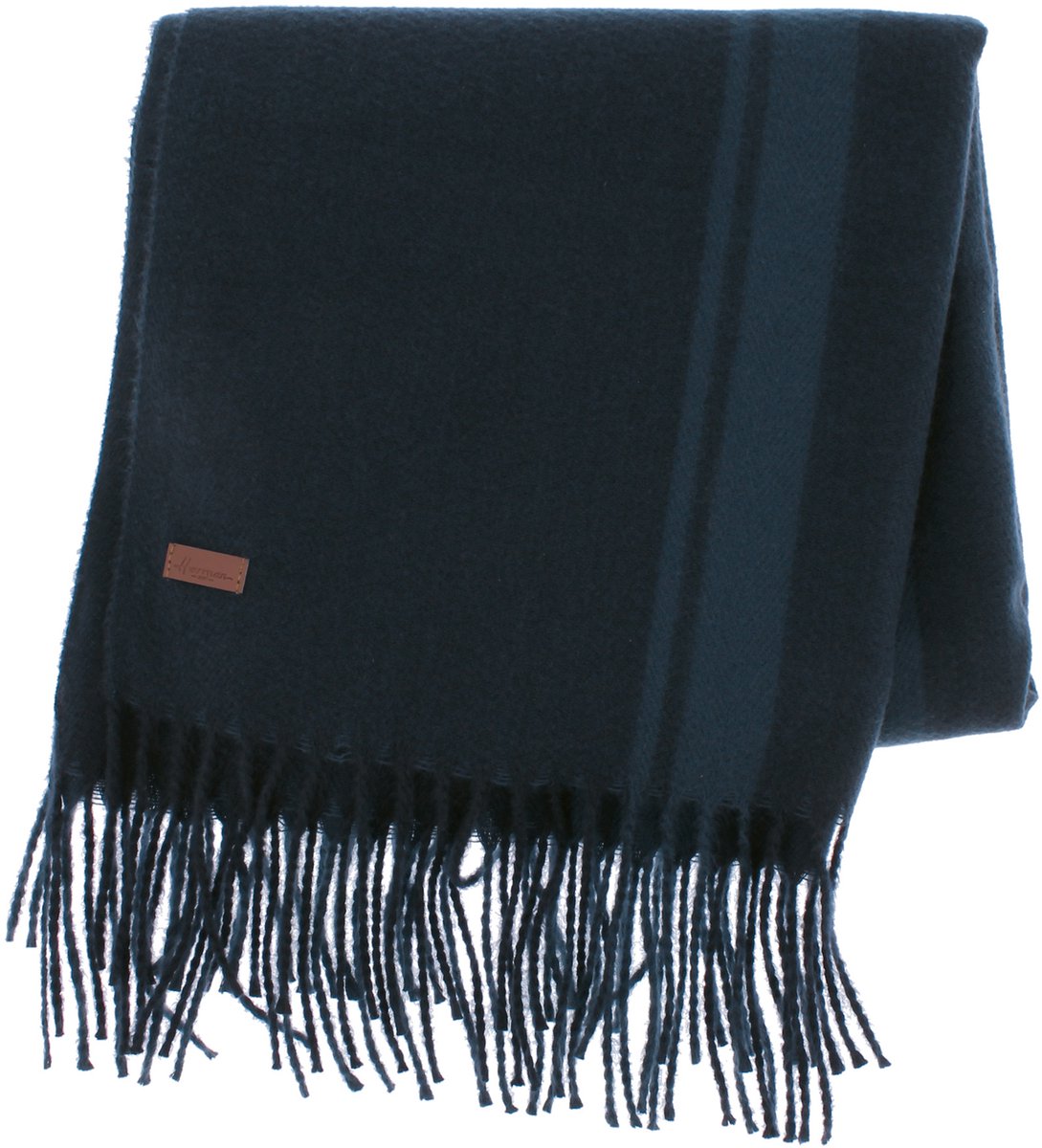 Herman Grande écharpe à franges, à motif grands carreaux , 180 x 65cm marine