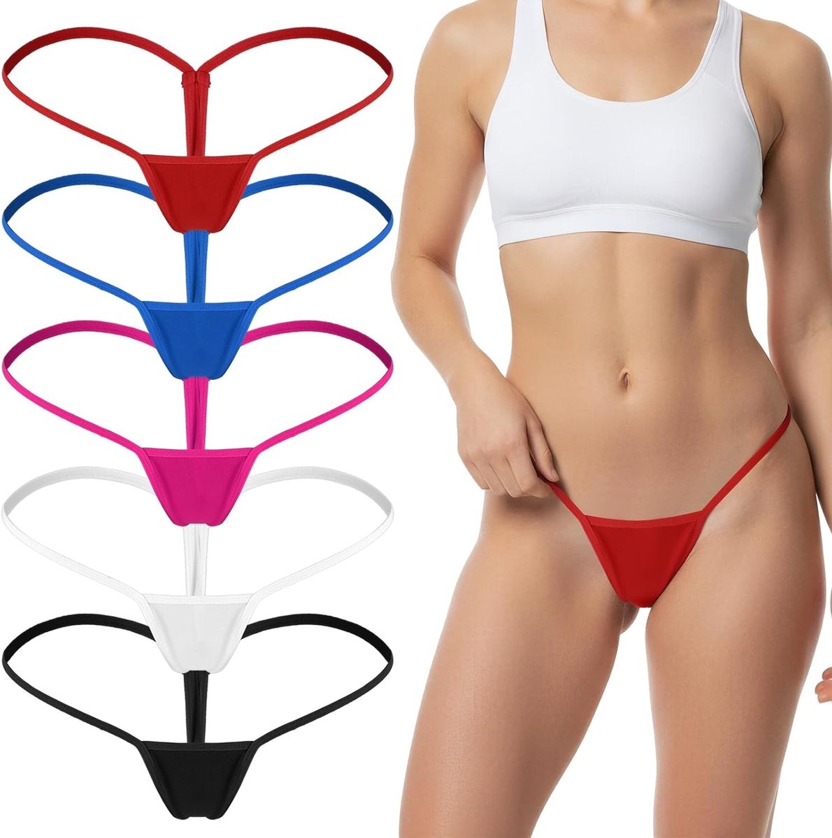 5 Pack Micro G String Sexy G-string Thongs voor Vrouwen - Comfortabele Stretch Lage Taille Ondergoed (S) Multicolor, Ideaal voor Dagelijks Gebruik en Verleidelijk Design