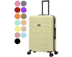 BlockTravel BlockTravel® Reiskoffer Groot 95 Liter - Harde Koffer met Wielen - Ruimbagage Koffer XL - TSA-slot - 4 Spinner Wielen - Lichtgewicht Valies - Licht geel