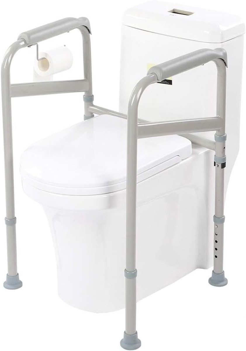 Veiligheidssteun voor Toilet met Armsteun, 2-in-1 Handgreep voor Ouderen en Personen met Beperkingen, Antislip Ondersteuning en Handrail