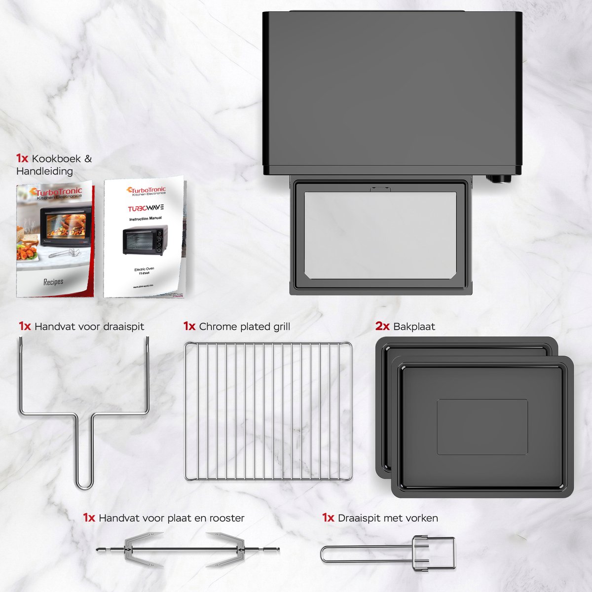 TurboTronic EV35 Vrijstaande oven 35L - Mini oven - Elektrische Oven - Zwart – foto 6