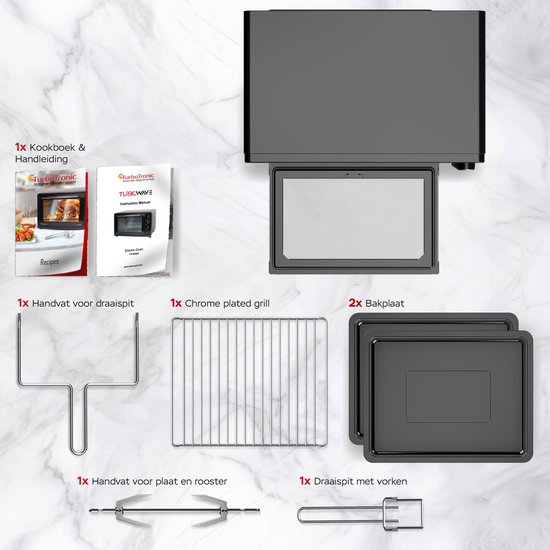TurboTronic EV35 Vrijstaande oven 35L - Mini oven - Elektrische Oven - Zwart