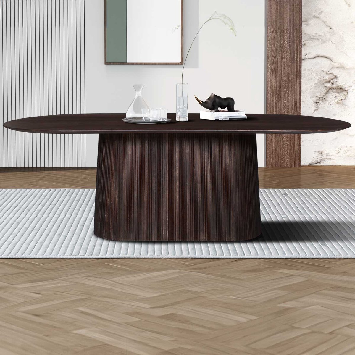 Tafel 'Miguel' 230 cm Ovaal Mango hout Donkerbruin