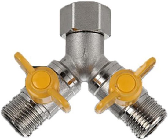 2-Weg Gasbal Valve met Individuele Aan/Uit Schakeling, 1/2" Faucet T Splitter, Messing Kranen voor Thuis en Keuken Gebruik — afbeelding 3