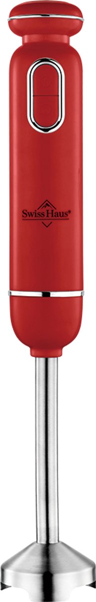 Swiss Haus® HB19 Staafmixer - 600W Handblender met 20 Snelheden + Turbo Functie – Retro Design – Afneembare RVS Staaf – Krachtige Motor – Smoothie Mixer – Rood