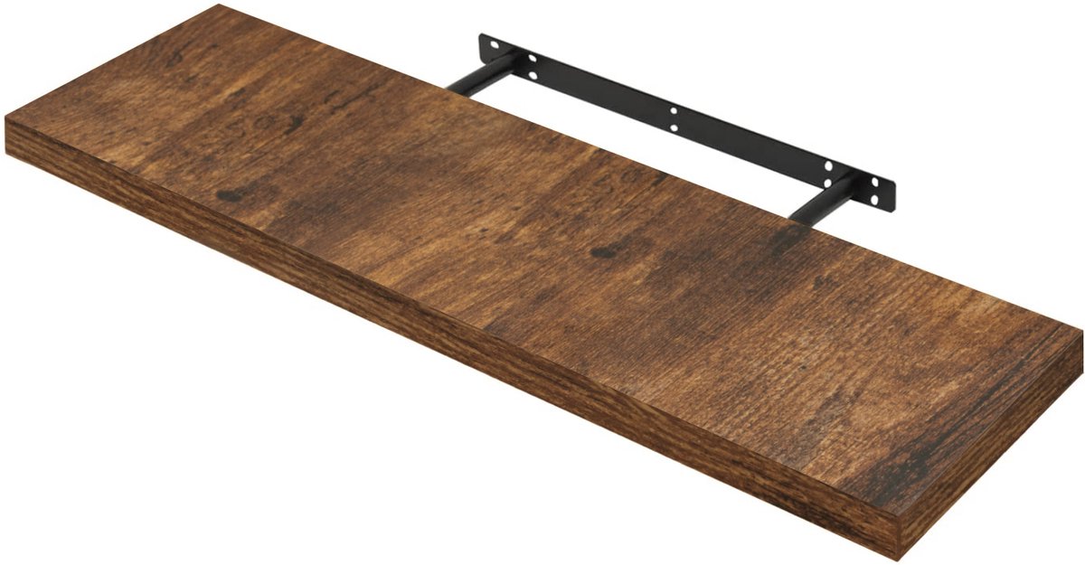 BukkitBow - Zwevende Wandplank - 10 kg Laadvermogen - Diverse Maten van 25-120cm - Muur Montage - Rustiek Bruin Hout - 70cm