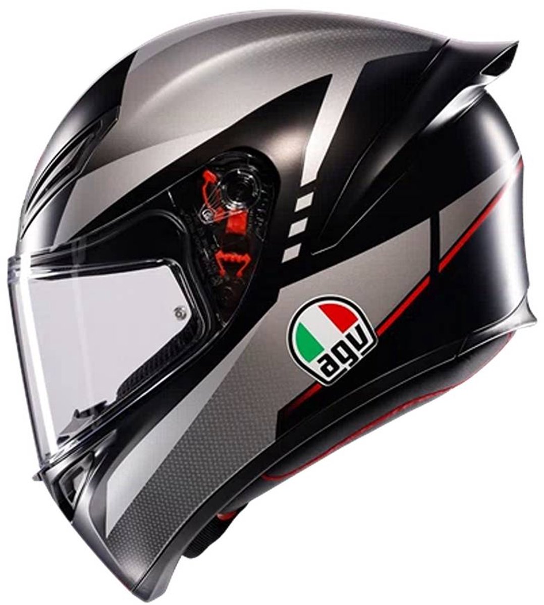 AGV K1 S LAP MATT BLACK/GREY/RED - Maat S - Integraal helm - Scooter helm - Motorhelm - Zwart - Scooterhelmen mannen en vrouwen. – foto 6