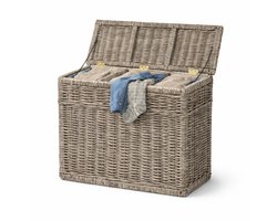 Rotan Wasmand Grey - 3 vakken - 85x40xH65 cm - Wasmand Riet driedelig