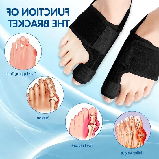 Hallux Valgus Corrector met Antislip Hielband voor Grote Teen - Bunion Ondersteuning en Hammer Teen - Zwart Rechts — afbeelding 4
