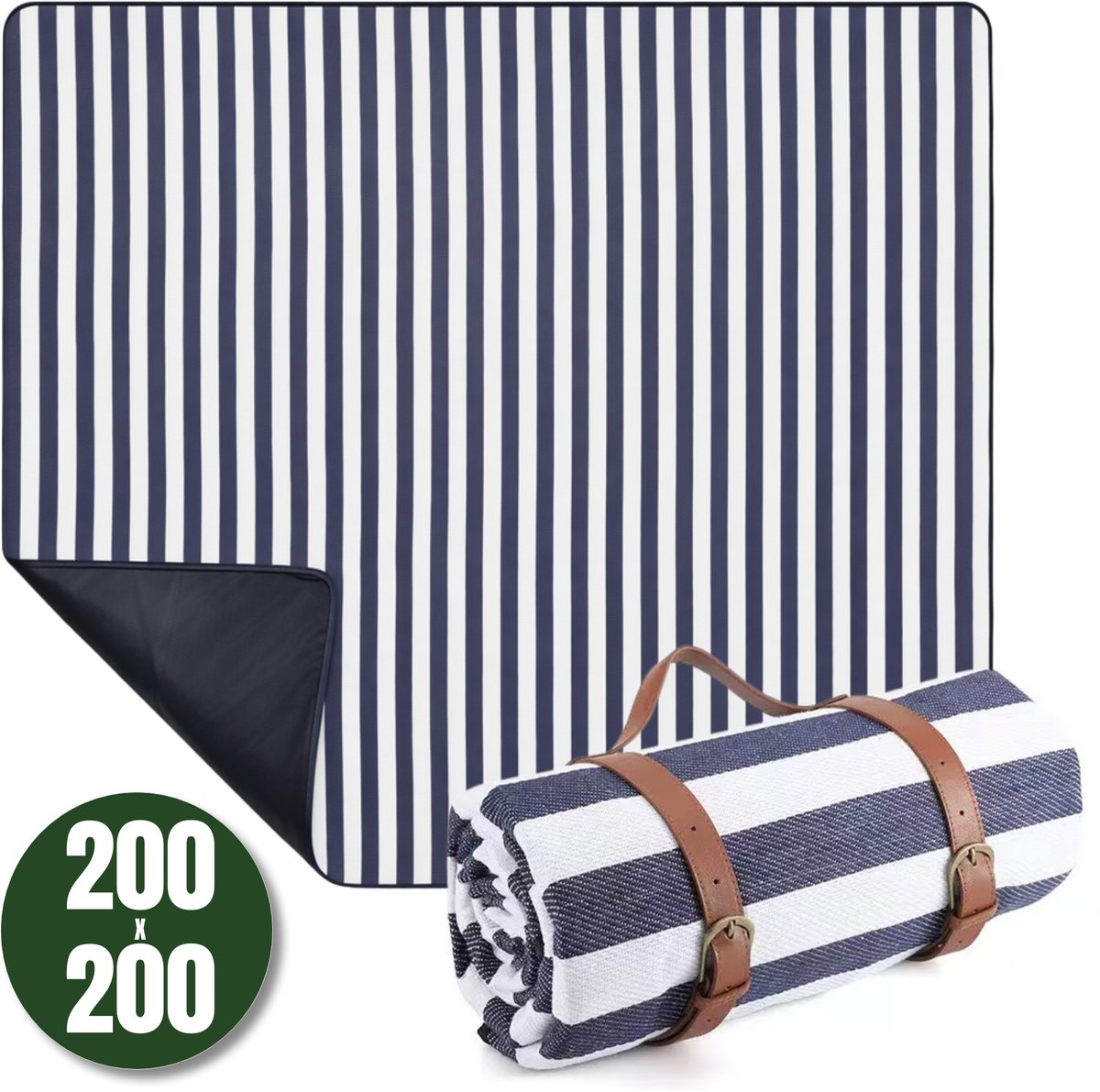 Jaxplore Picknickkleed 200x200 cm - Waterdichte Strandmat - XXL Picknickdeken - Vuilafstotend - Campingkleed - Blauw