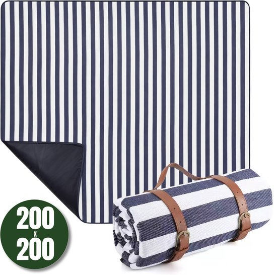 Jaxplore Picknickkleed 200x200 cm - Waterdichte Strandmat - XXL Picknickdeken - Vuilafstotend - Campingkleed - Blauw