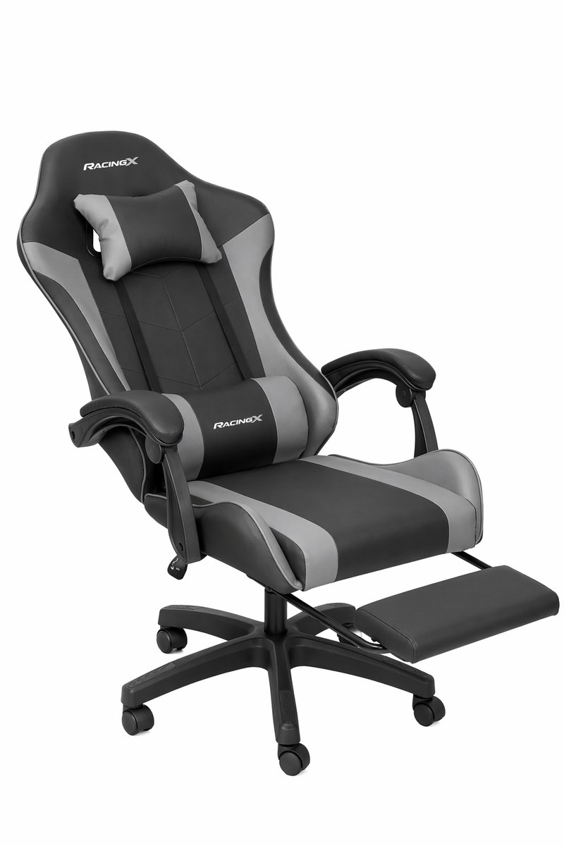 Gamestoelenland RACINGX Gamingstoel Met Voetsteun Zwart/Grijs - afbeelding 3
