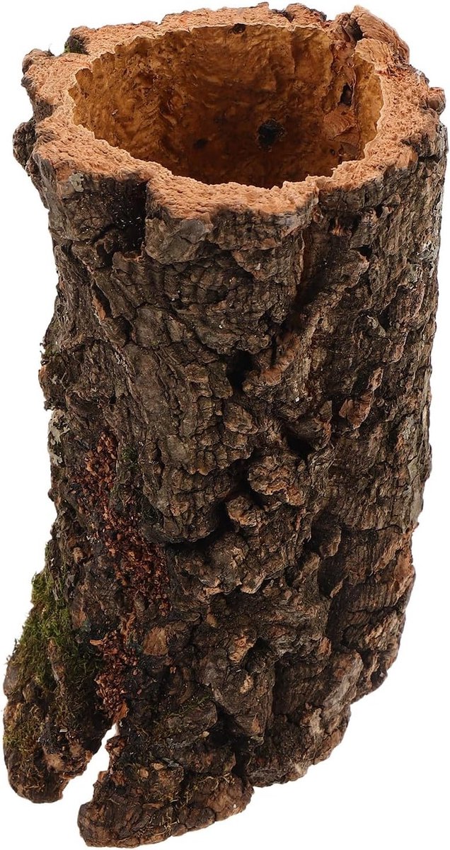 Verborgen schuilplaats voor reptielen van natuurlijke holle boomstam, terrariumdecoratie voor gekko's en kleine slangen, schuilplek 15 cm, diameter 7-8 cm, decoratieve grot voor reptielen en aquaria