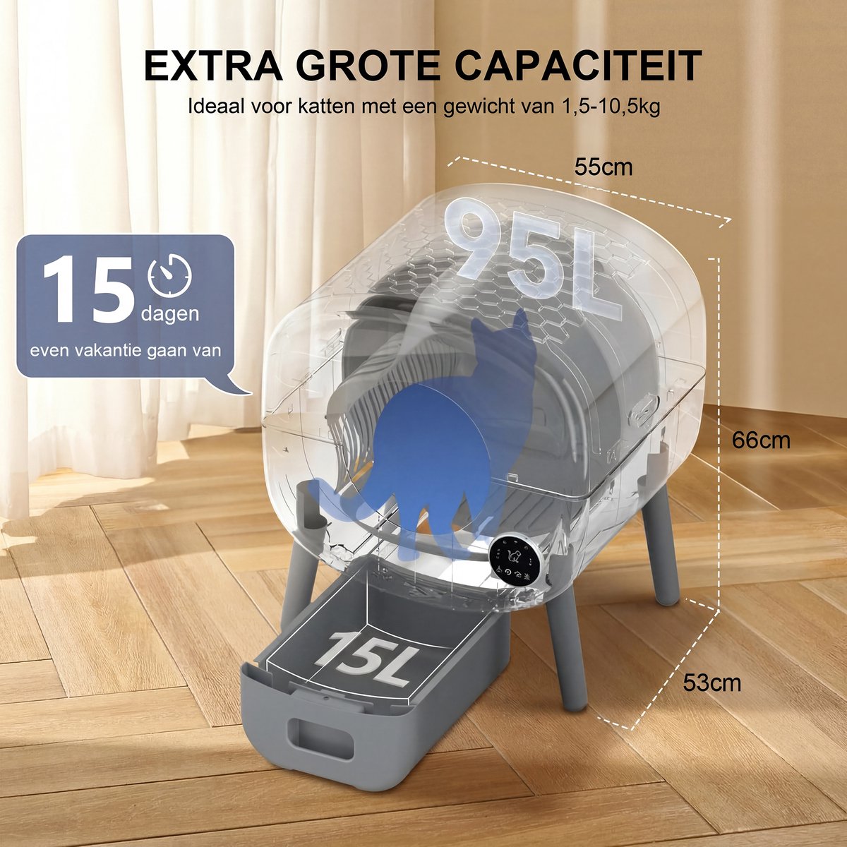 Photonspace Zelfreinigende Kattenbak - Open Top met App